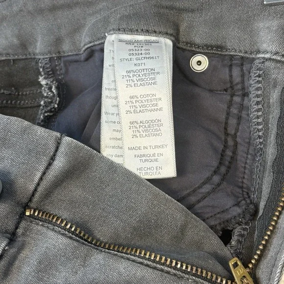 Good American Jeans Womens 6/28 Grayish Black Good Legs Raw Hem Stretch Crop - Picture 7 of 10